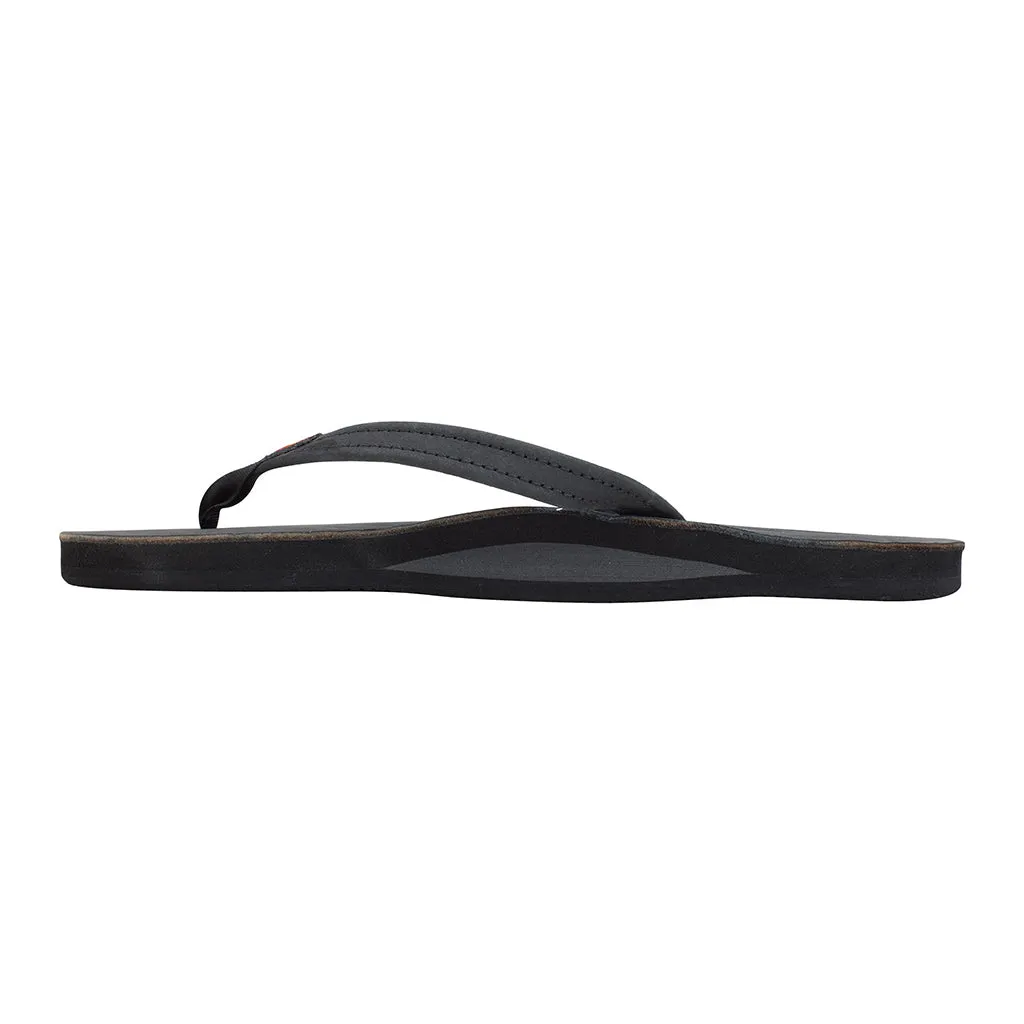 Rainbow 1/2" Narrow Strap Black womens single premium layer leather sandal