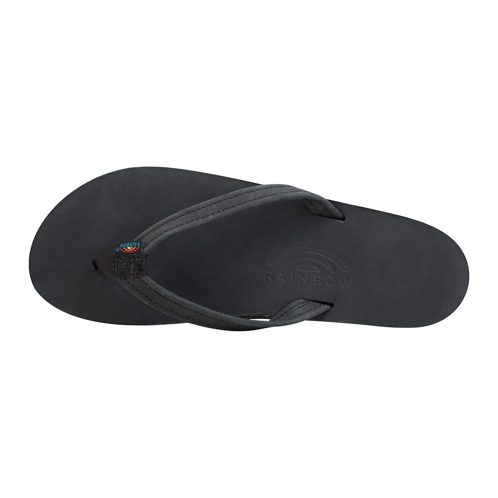 Rainbow 1/2" Narrow Strap Black womens single premium layer leather sandal