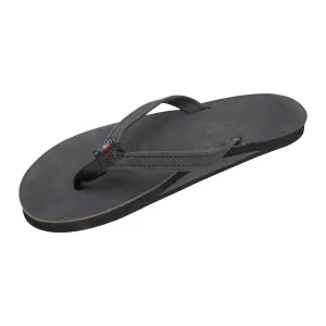 Rainbow 1/2" Narrow Strap Black womens single premium layer leather sandal