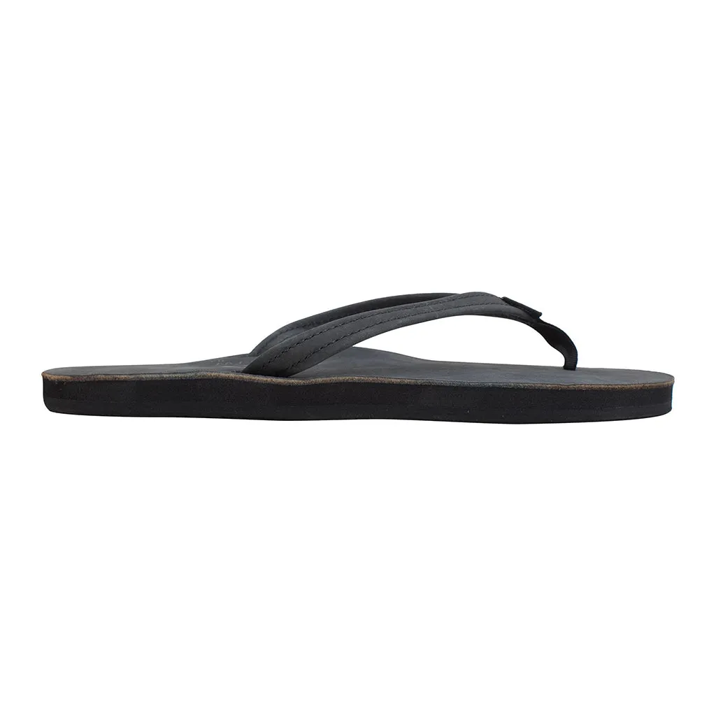 Rainbow 1/2" Narrow Strap Black womens single premium layer leather sandal