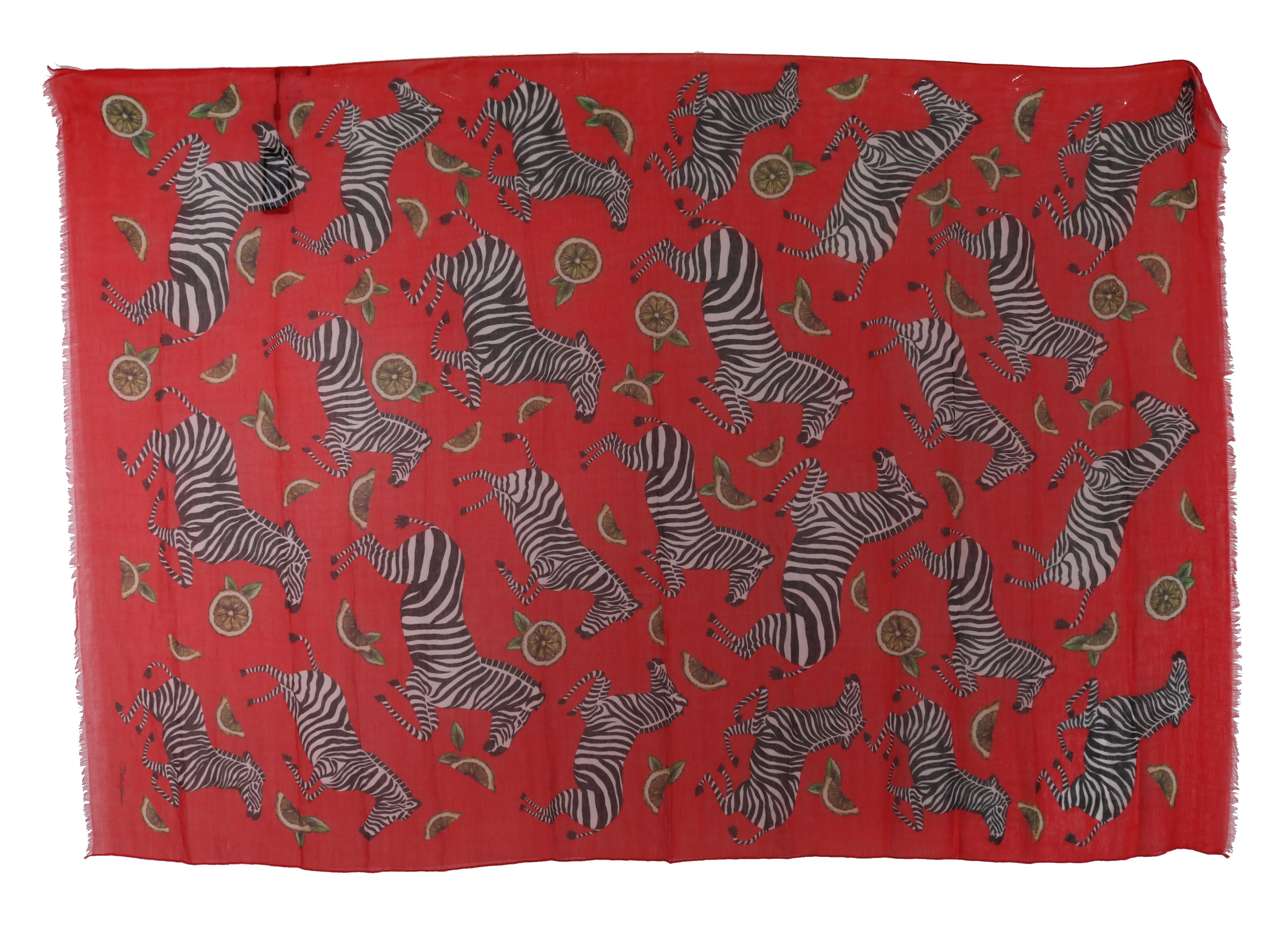 Red Zebra Cashmere Silk Wrap Shawl Scarf