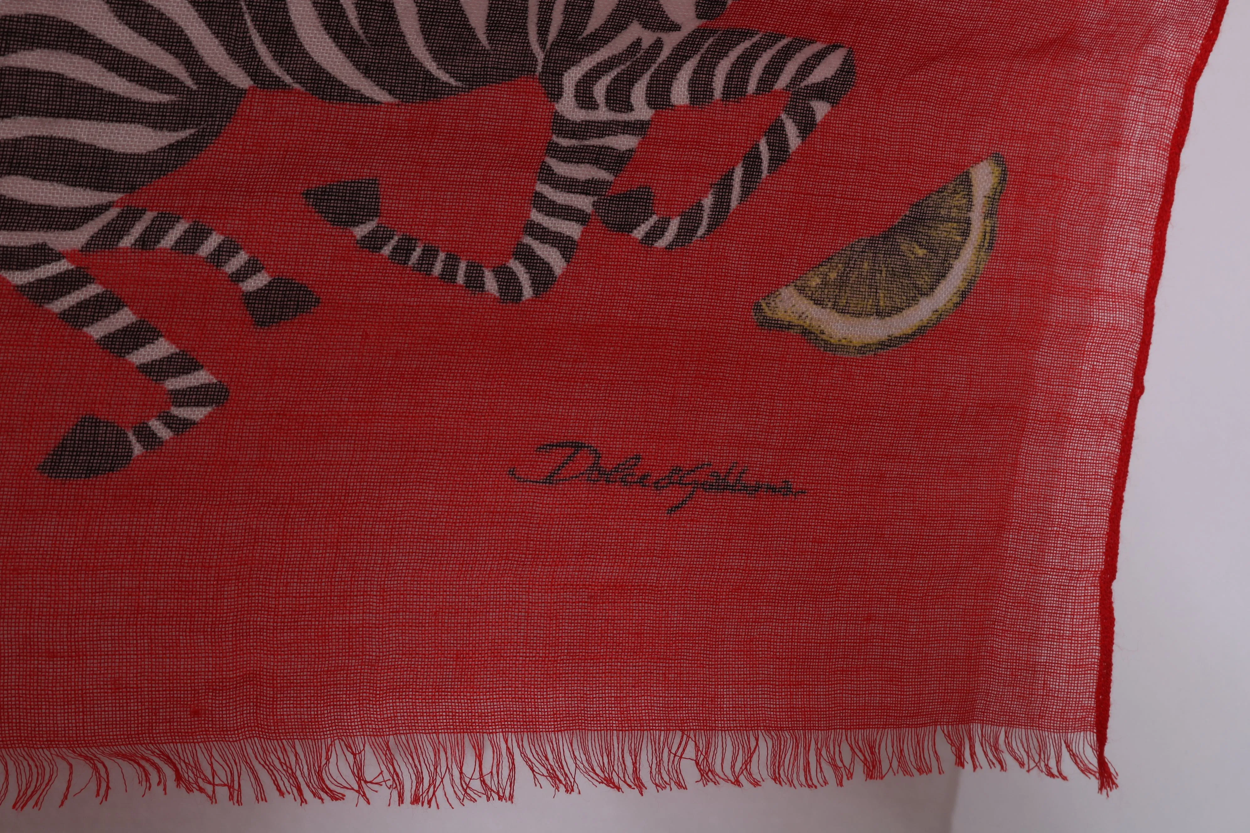 Red Zebra Cashmere Silk Wrap Shawl Scarf
