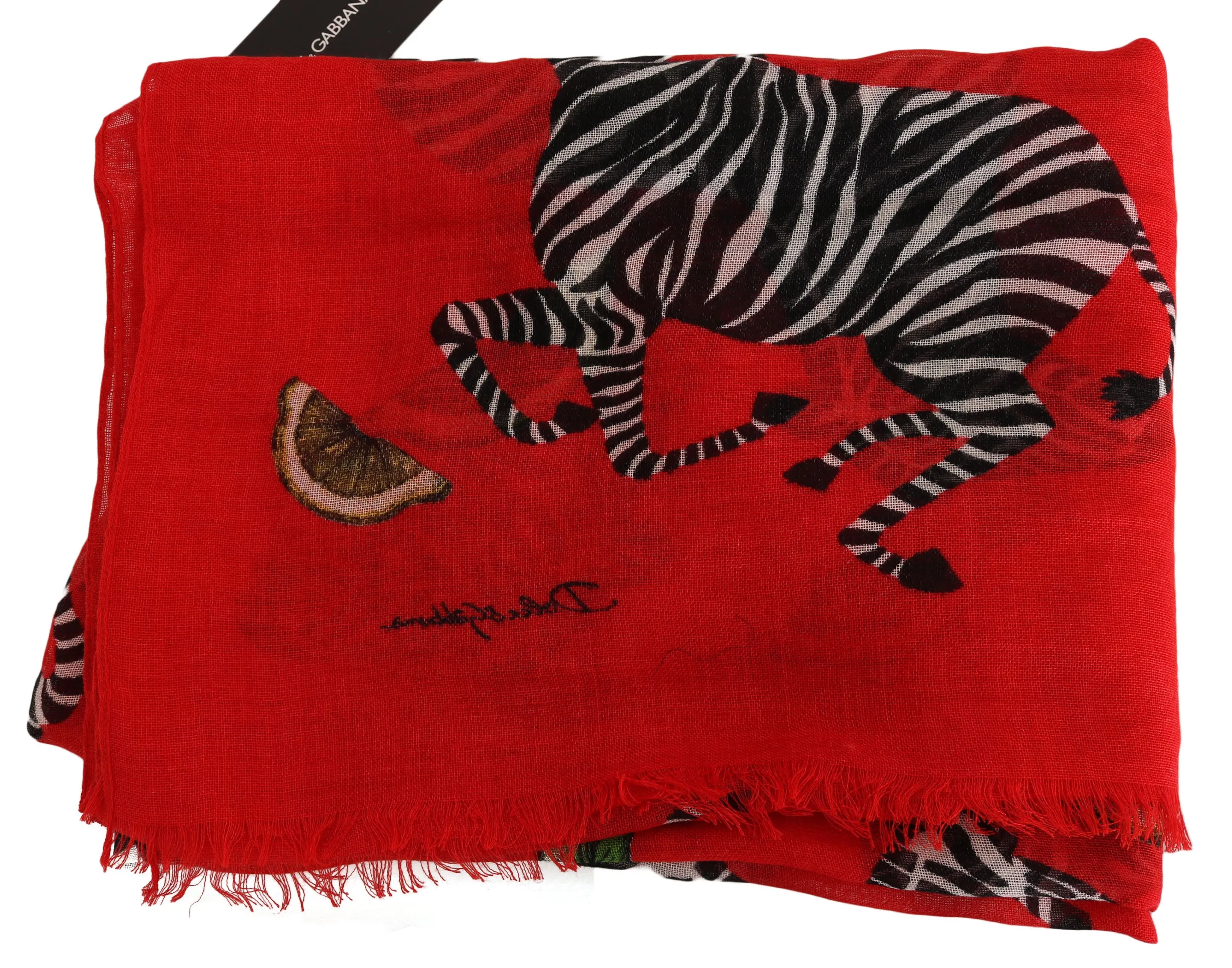 Red Zebra Cashmere Silk Wrap Shawl Scarf
