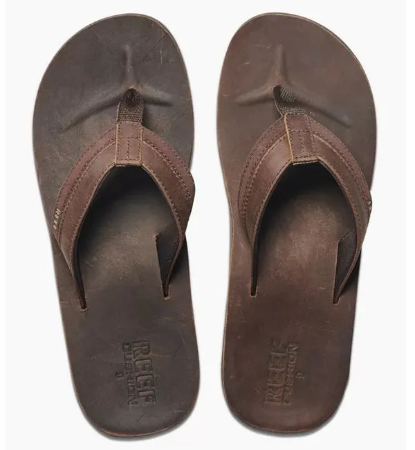 Reef Leather Contoured Cushion Flip Flops  - Chocolate
