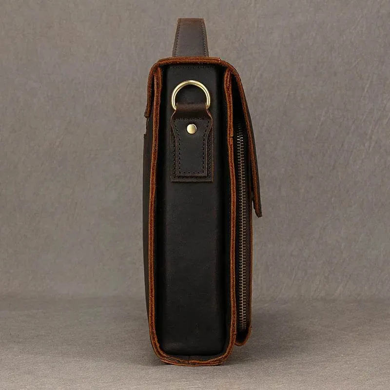 Retro Leather Shoulder Bag Men's Casual Vertical Sling
