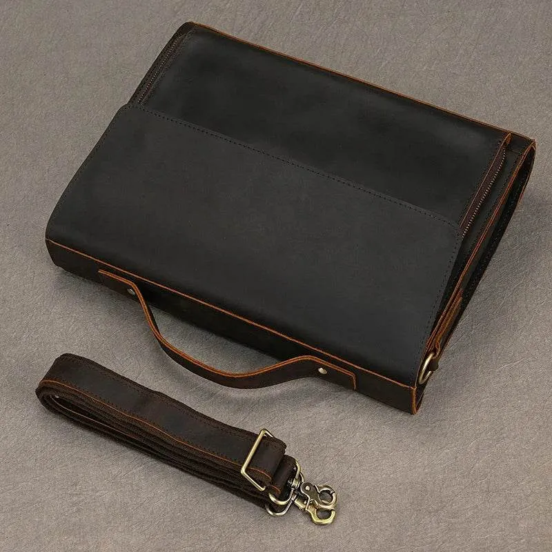 Retro Leather Shoulder Bag Men's Casual Vertical Sling