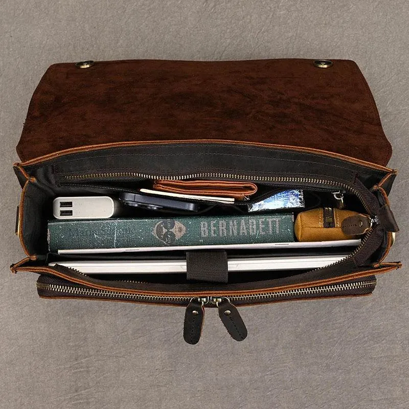 Retro Leather Shoulder Bag Men's Casual Vertical Sling