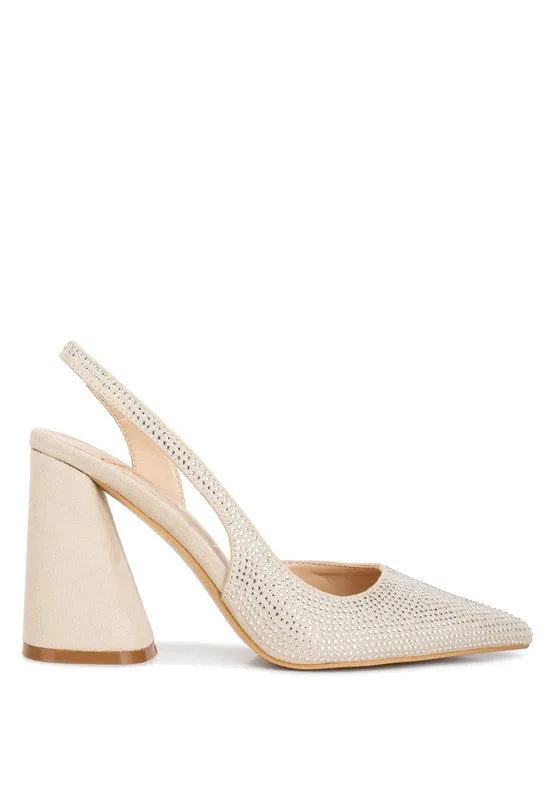 Rhinestone Embellished Suede Heel Sandals
