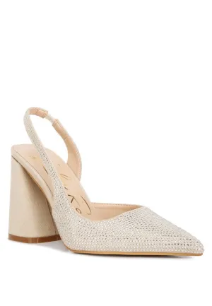 Rhinestone Embellished Suede Heel Sandals