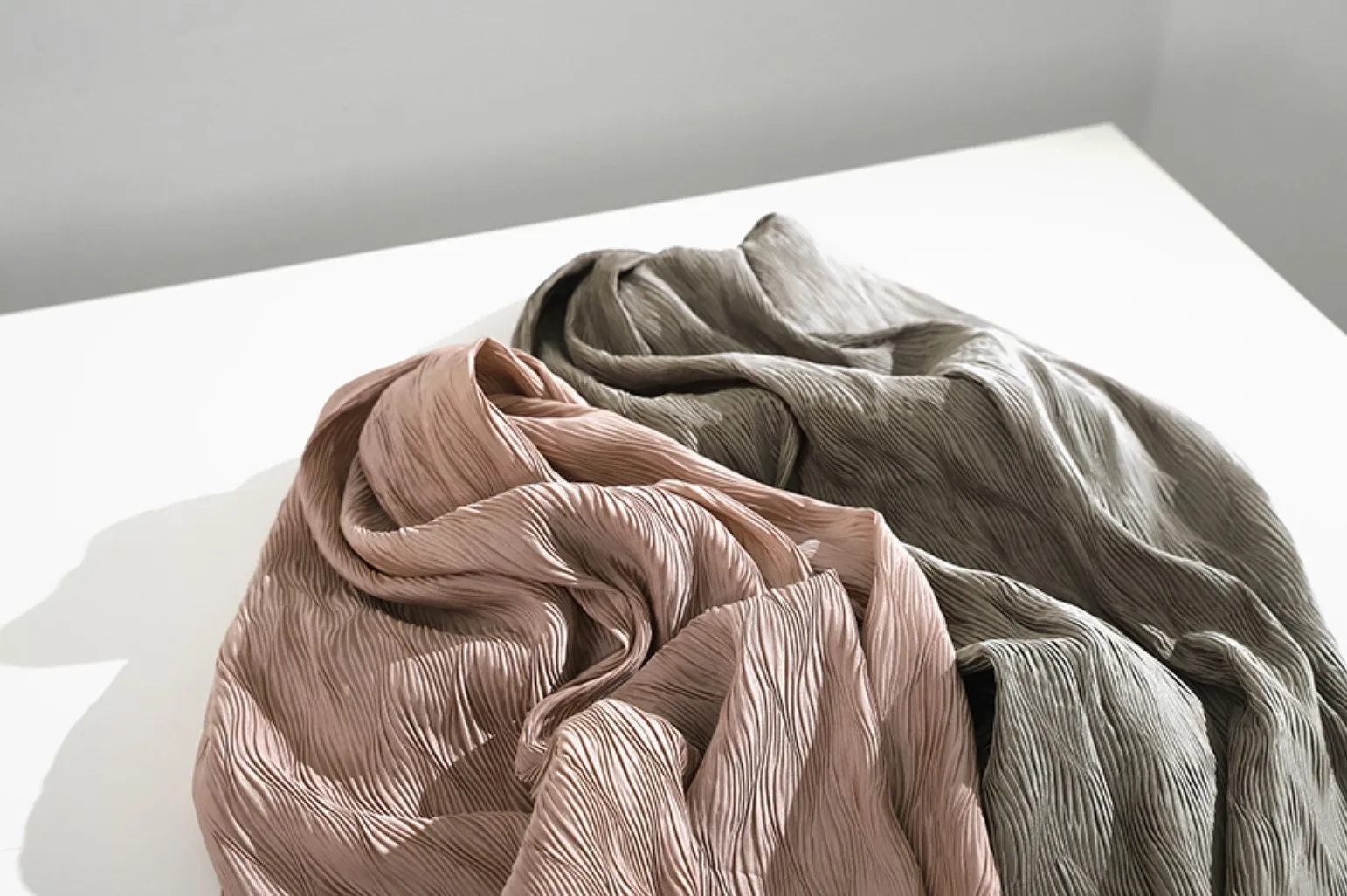 Ribbed Wave Pleated Polyester Wide Width Fabric - In Indi-pink - Quality Korean Fabric By the Yard / 53721GJ