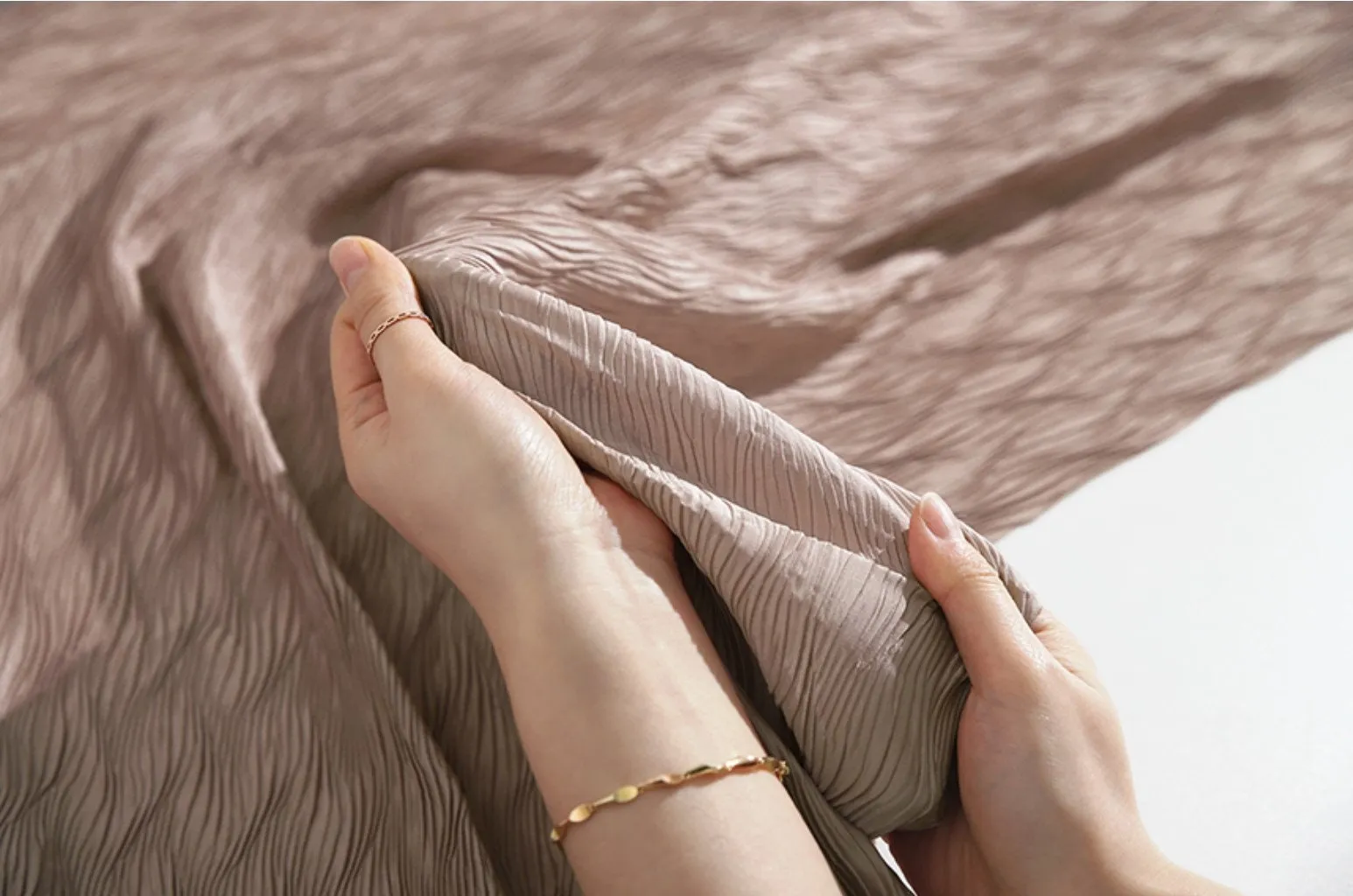 Ribbed Wave Pleated Polyester Wide Width Fabric - In Indi-pink - Quality Korean Fabric By the Yard / 53721GJ