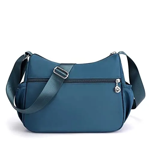 ROUROU Crossbody Bag for Women Multi Zip Pocket Shoulder Bag Lightweight Handbag Large Capacity Satchel Casual Purse