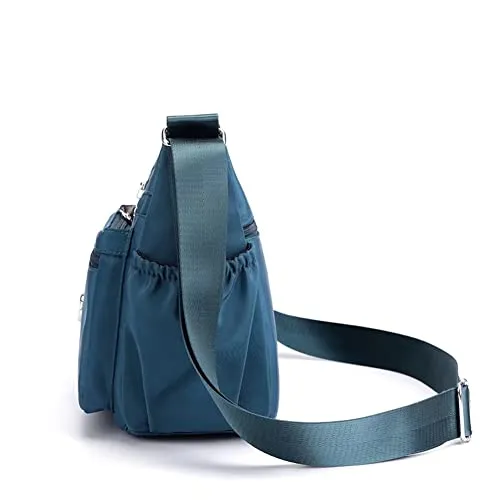 ROUROU Crossbody Bag for Women Multi Zip Pocket Shoulder Bag Lightweight Handbag Large Capacity Satchel Casual Purse