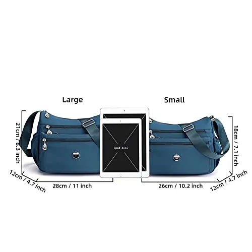 ROUROU Crossbody Bag for Women Multi Zip Pocket Shoulder Bag Lightweight Handbag Large Capacity Satchel Casual Purse