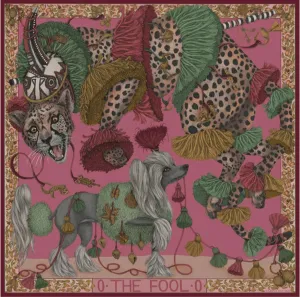 Sabina Savage "The Fool" Divination Celebration Wool/Silk Raspberry/Shell 135cm Square Scarf