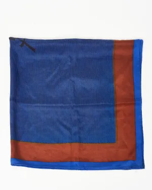 Saint Laurent Blue & Brown YSL Logo Silk Scarf
