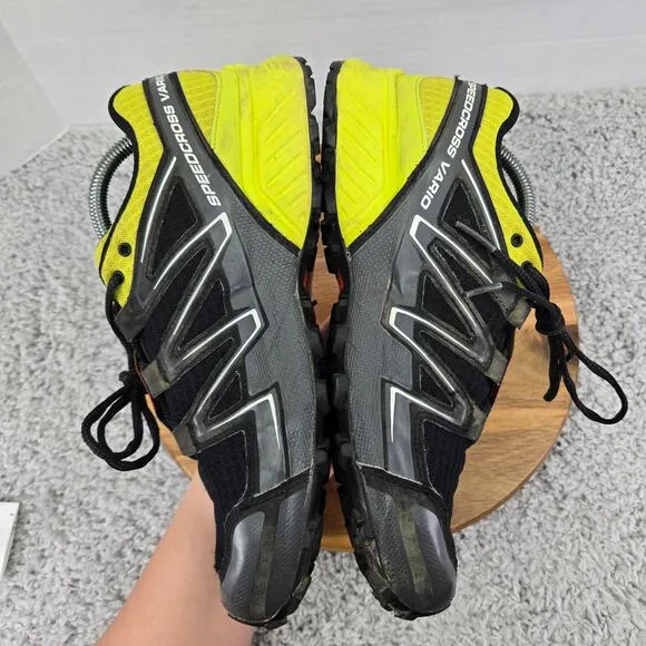 Salomon Speedcross Vario Black Neon Yellow Athletic Trail Running Shoe Mens 9.5