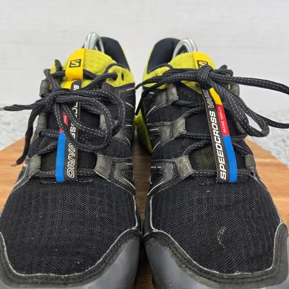 Salomon Speedcross Vario Black Neon Yellow Athletic Trail Running Shoe Mens 9.5
