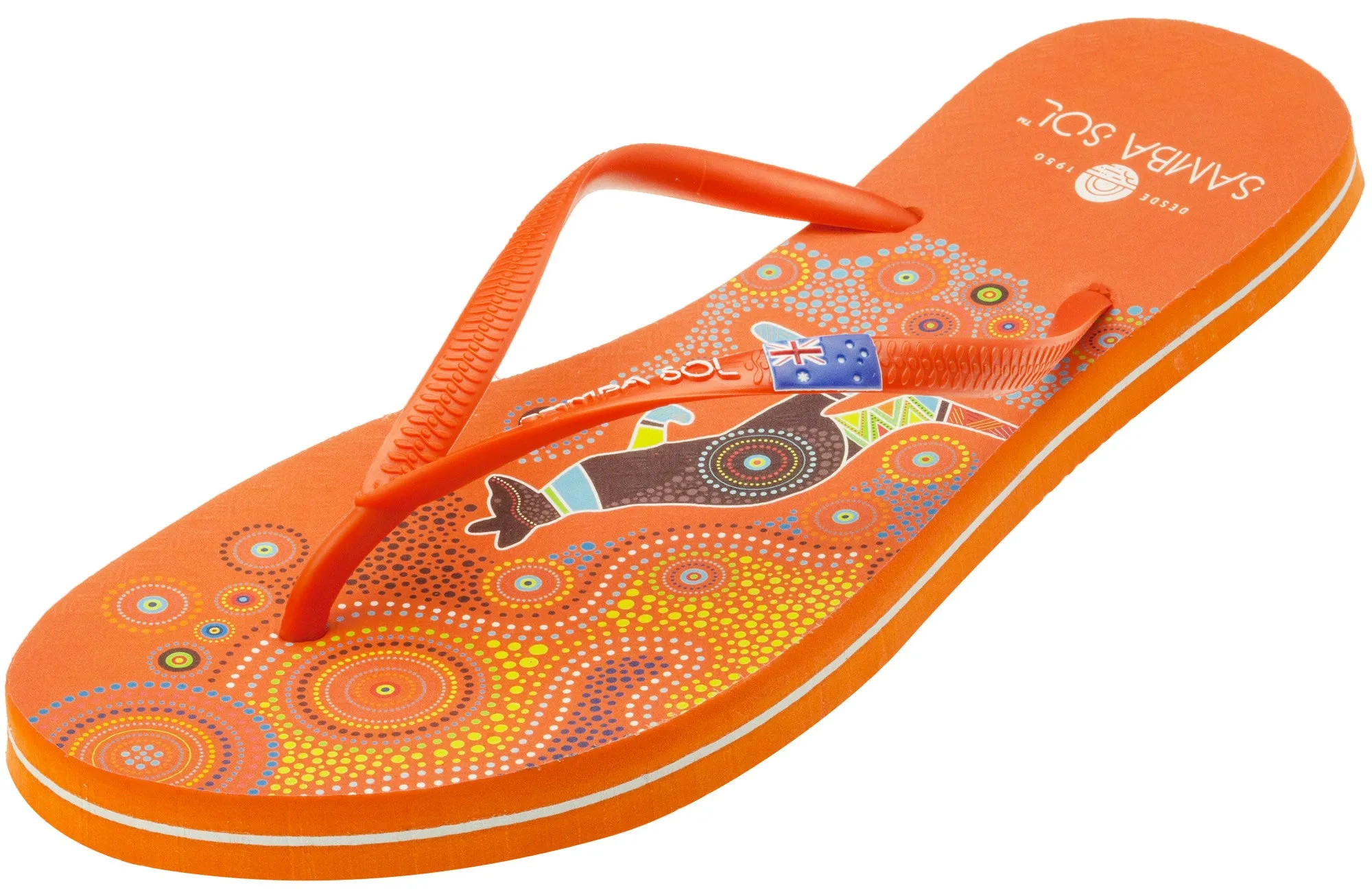 Samba Sol Women's Countries Collection Flip Flops - Australia Orange