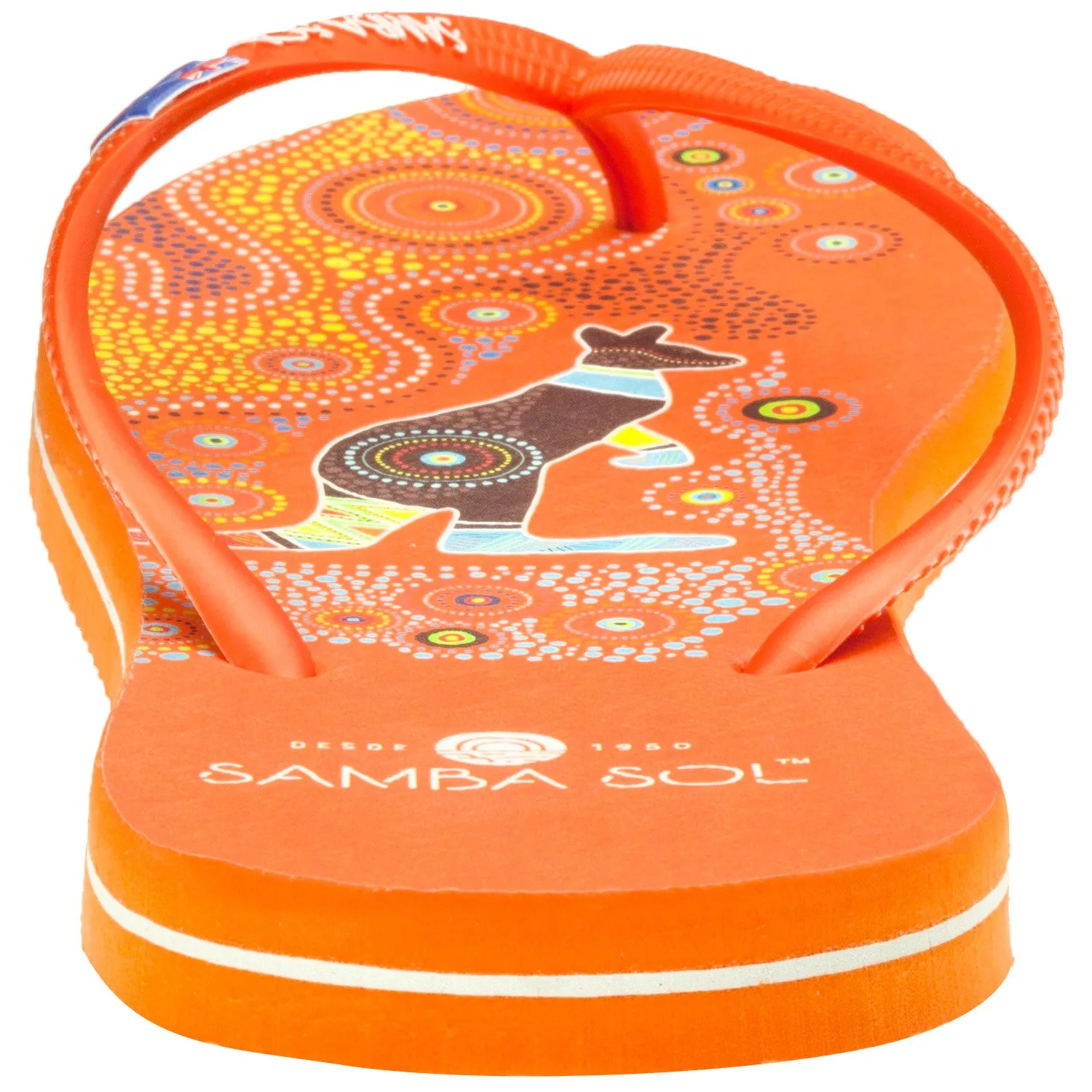 Samba Sol Women's Countries Collection Flip Flops - Australia Orange