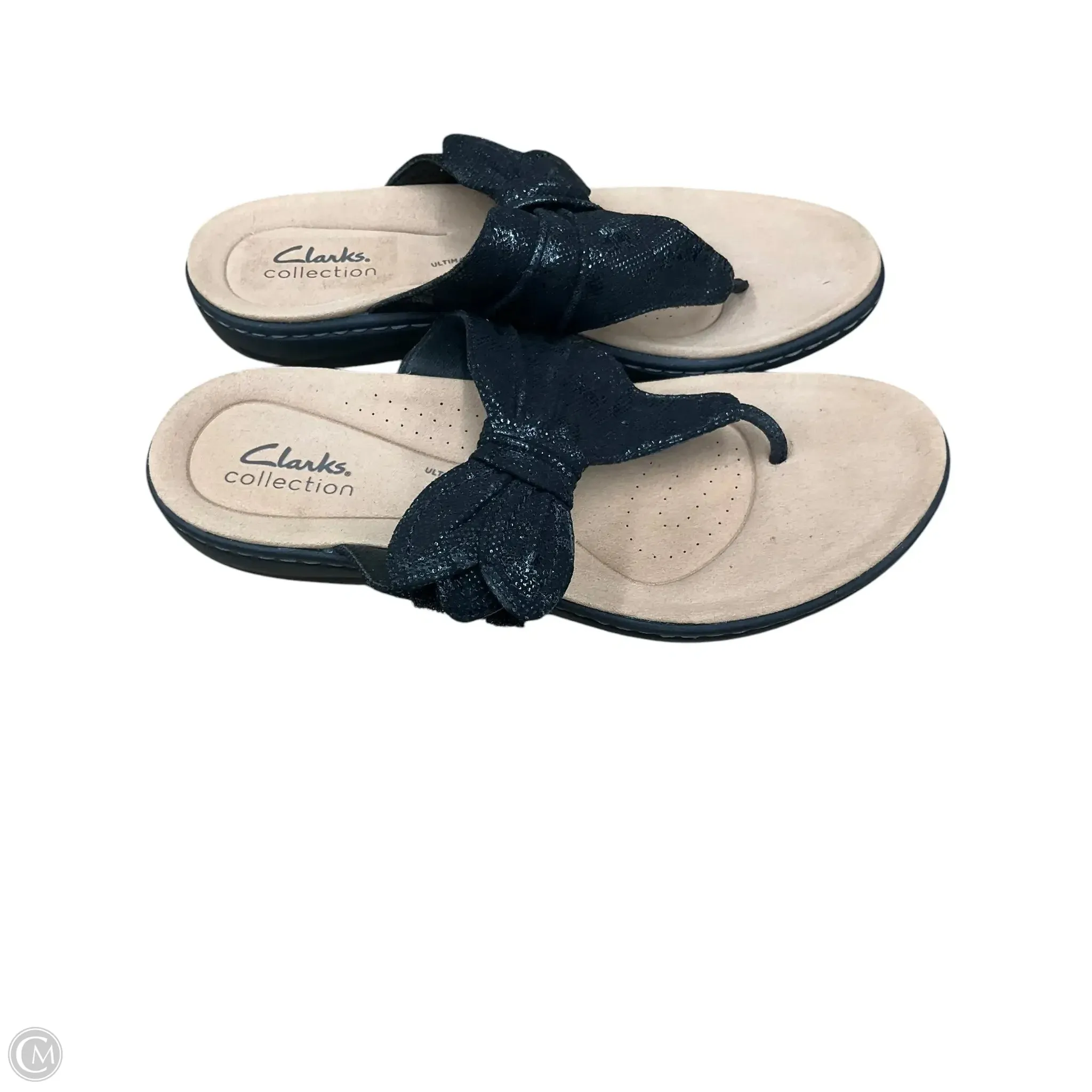 Sandals Flip Flops By Clarks In Black, Size: 6.5