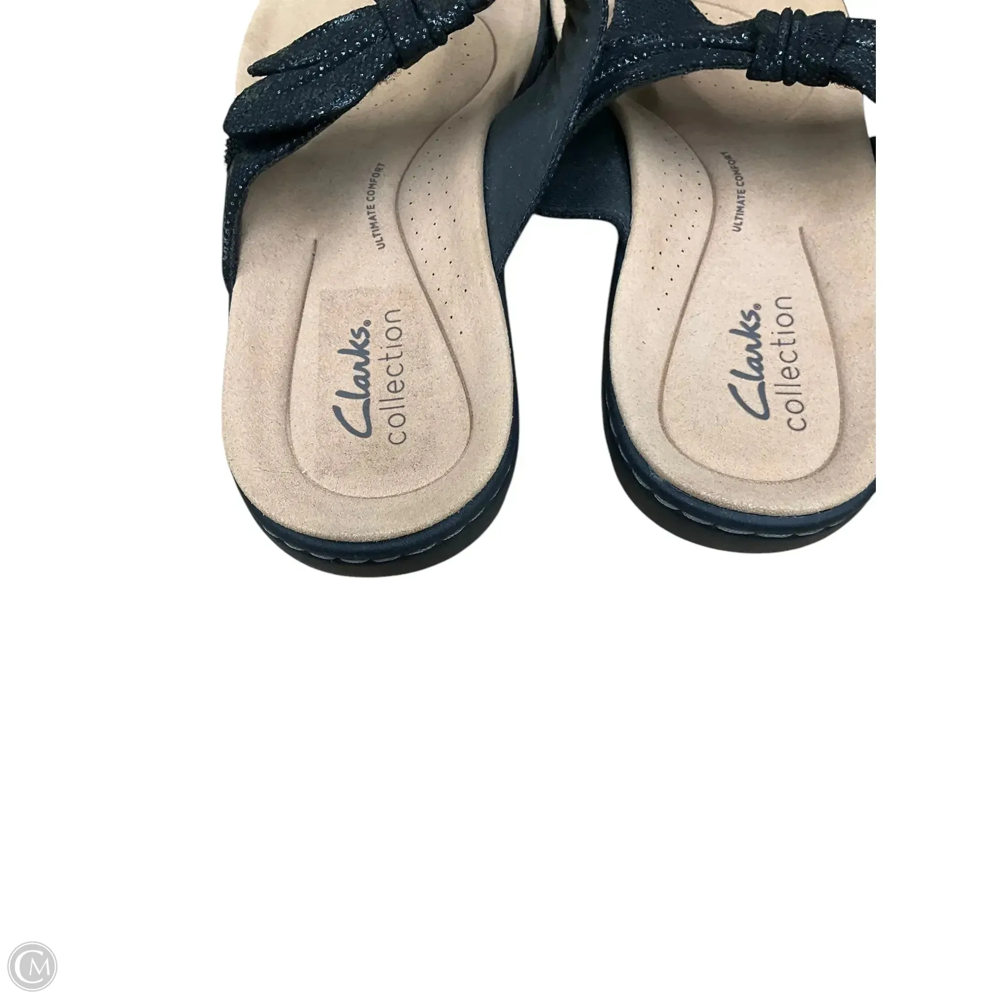 Sandals Flip Flops By Clarks In Black, Size: 6.5