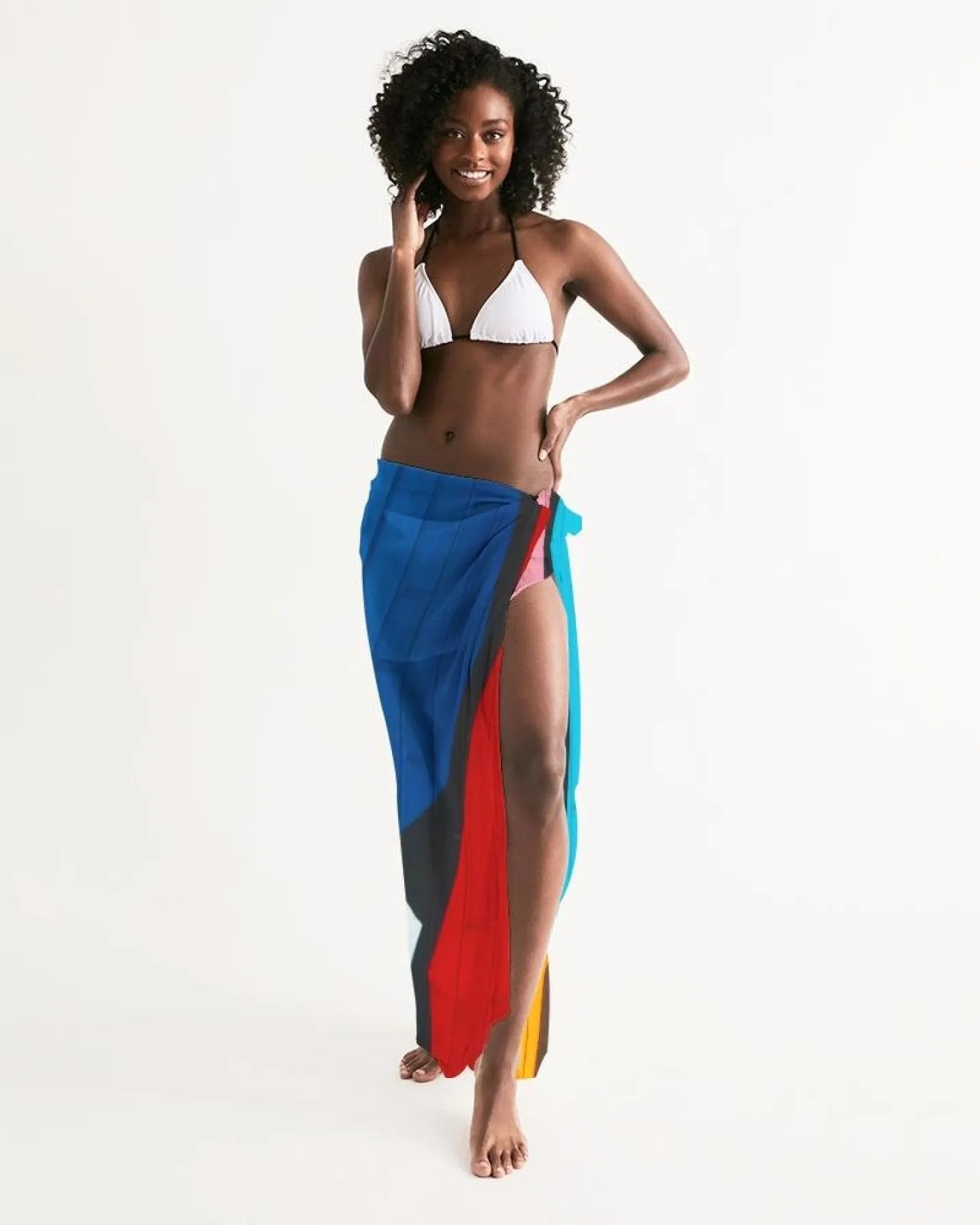 Sheer Colorblock Multicolor Swimsuit Cover Up