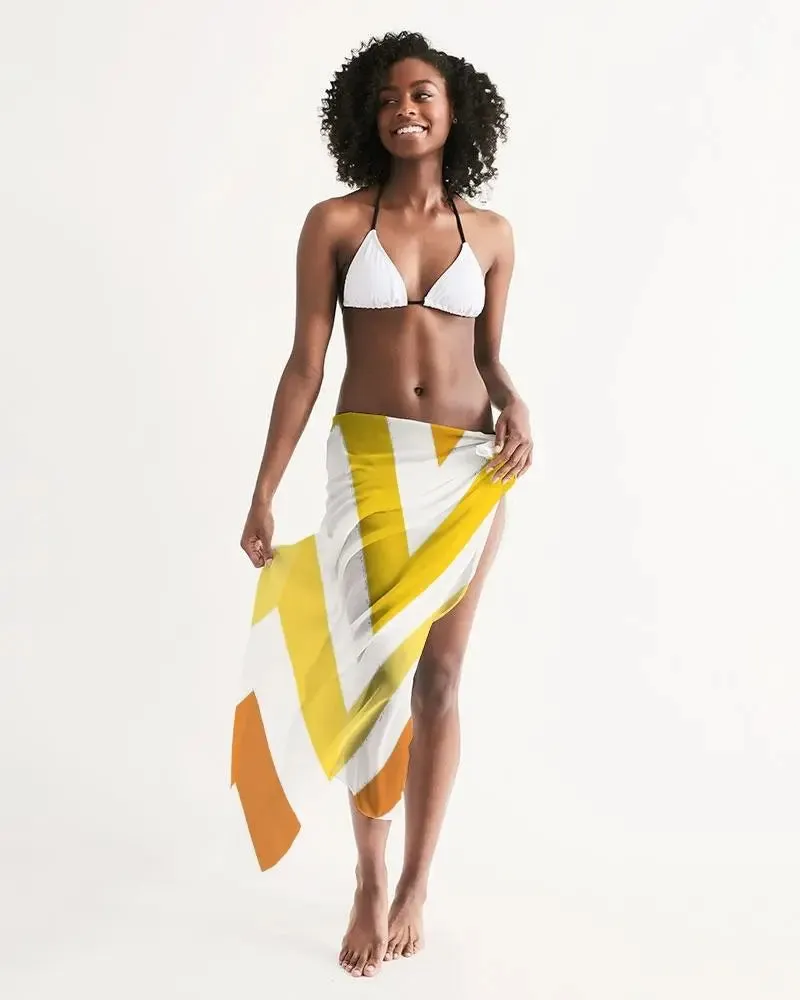 Sheer Herringbone Yellow Swimsuit Cover Up