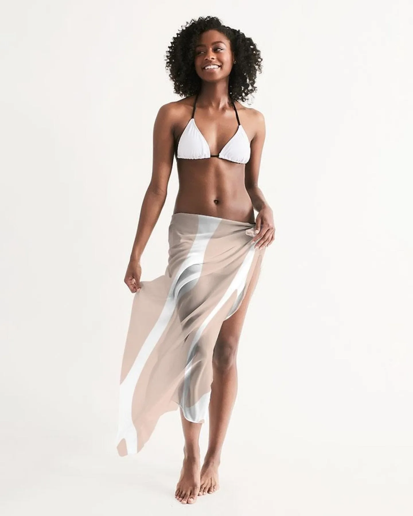 Sheer Sarong Swimsuit Cover Up Wrap / Peach Abstract