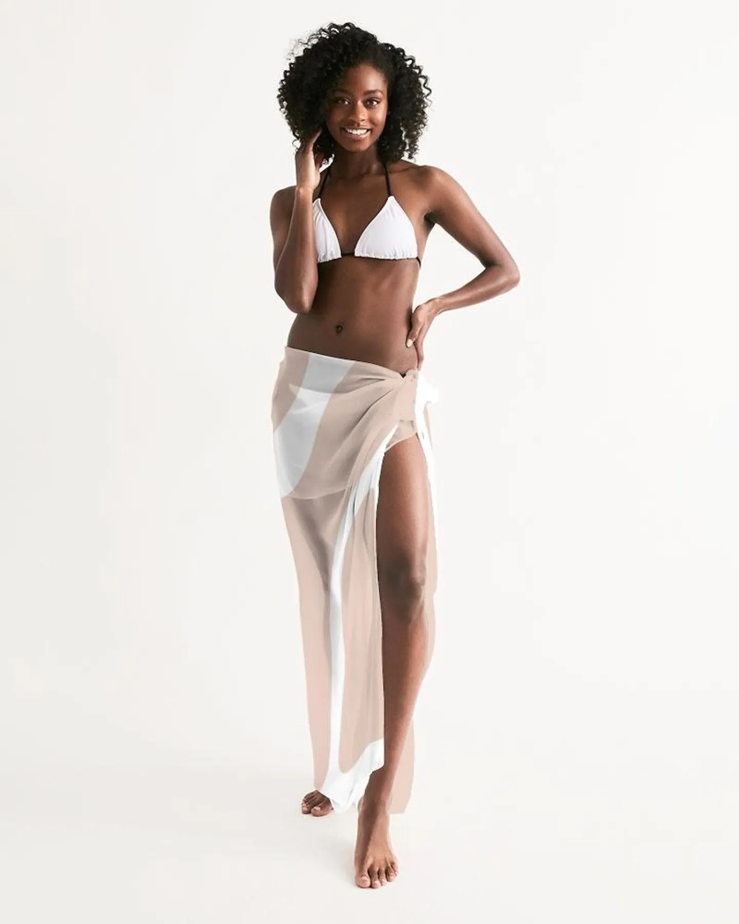 Sheer Sarong Swimsuit Cover Up Wrap / Peach Abstract