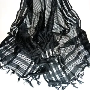 Sheer Squares Scarf, Black