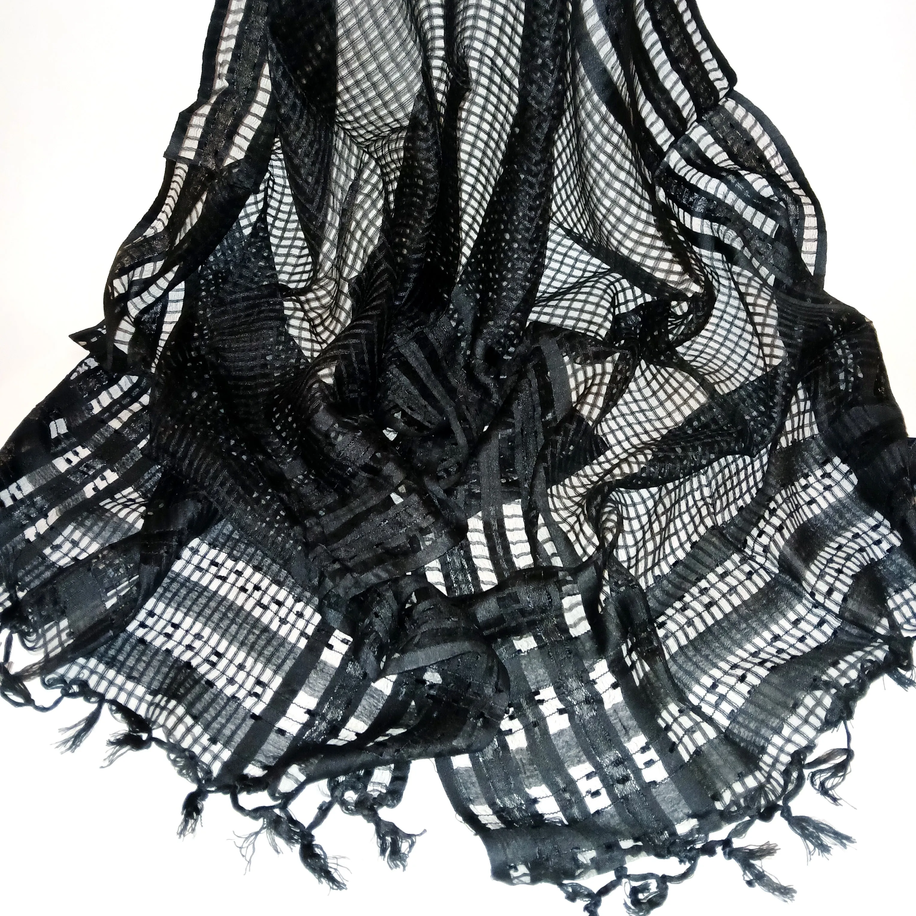 Sheer Squares Scarf, Black