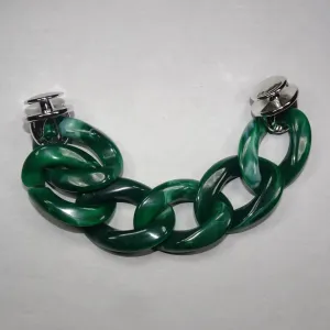 Shoe charm chain - Green shaped links 22cm with spring clips