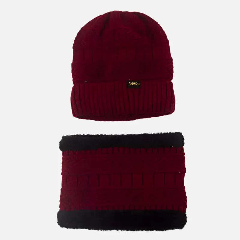 Sidiou Group Fashion Winter Knitted Hat and Scarf Set For Unisex Knitted Beanie Hat Fleece Lining Outdoor Ski Windproof Earflap Cap Scarves
