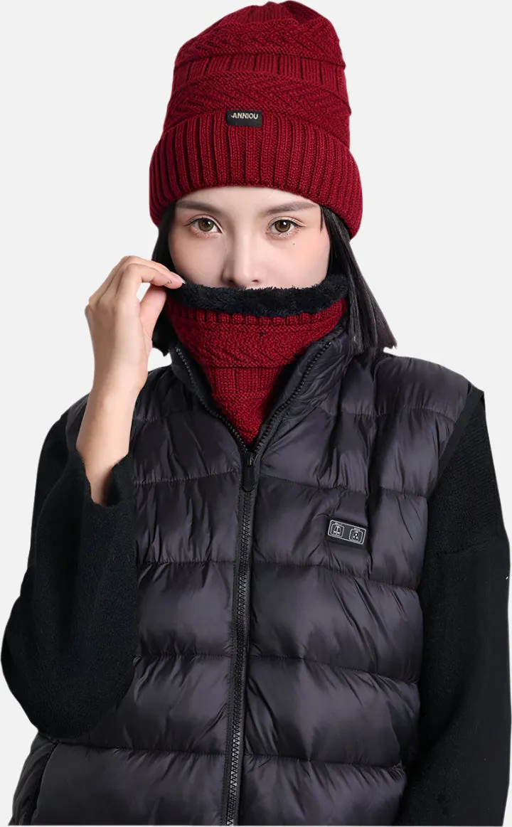 Sidiou Group Fashion Winter Knitted Hat and Scarf Set For Unisex Knitted Beanie Hat Fleece Lining Outdoor Ski Windproof Earflap Cap Scarves