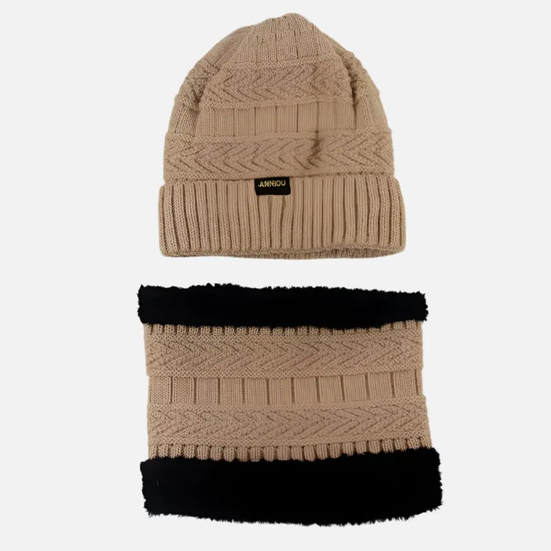 Sidiou Group Fashion Winter Knitted Hat and Scarf Set For Unisex Knitted Beanie Hat Fleece Lining Outdoor Ski Windproof Earflap Cap Scarves