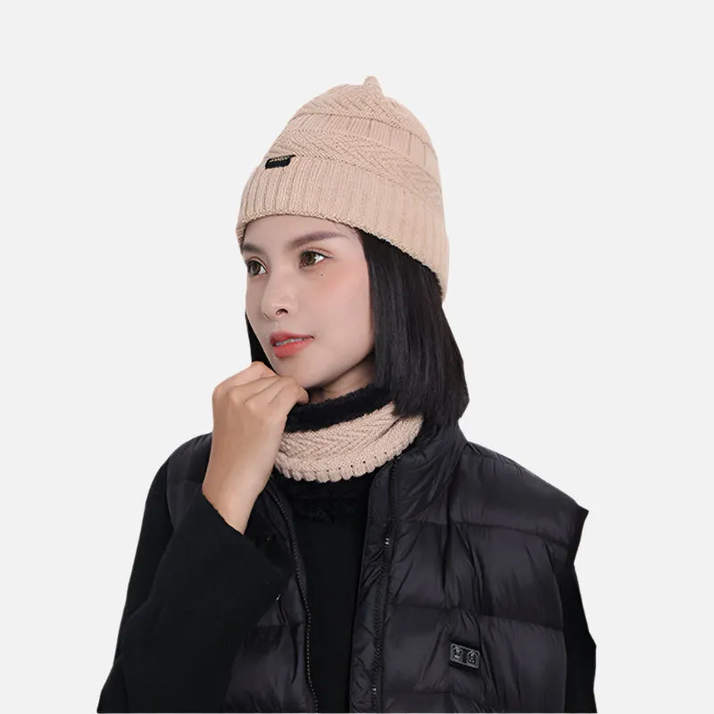 Sidiou Group Fashion Winter Knitted Hat and Scarf Set For Unisex Knitted Beanie Hat Fleece Lining Outdoor Ski Windproof Earflap Cap Scarves