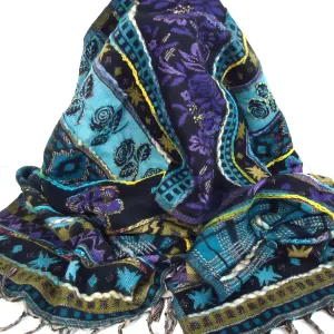 Silk & Wool Scarf with Embroidery - Rose