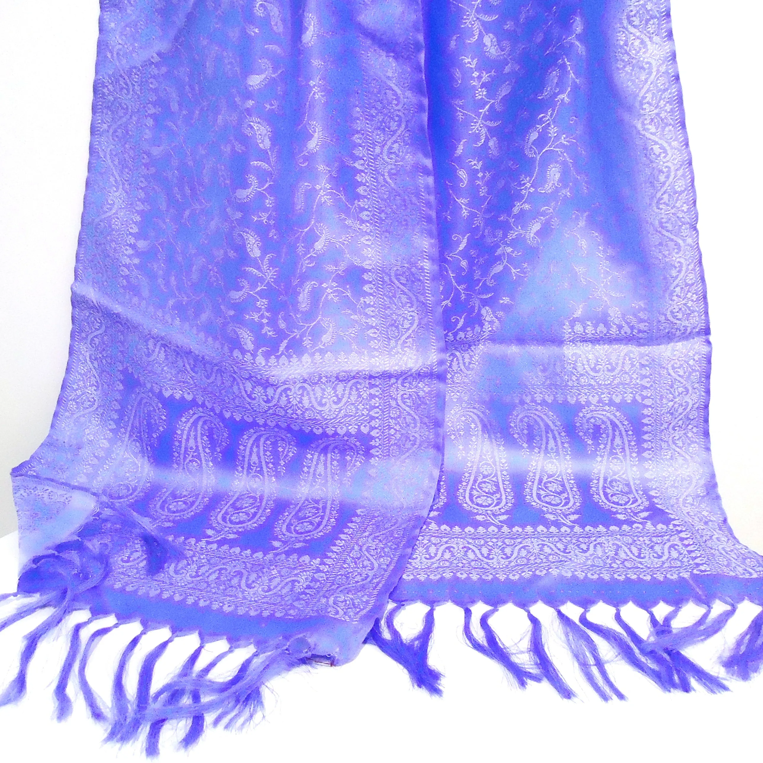 Silk Brocade Scarf - Periwinkle / Silver