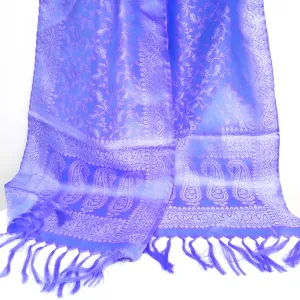 Silk Brocade Scarf - Periwinkle / Silver