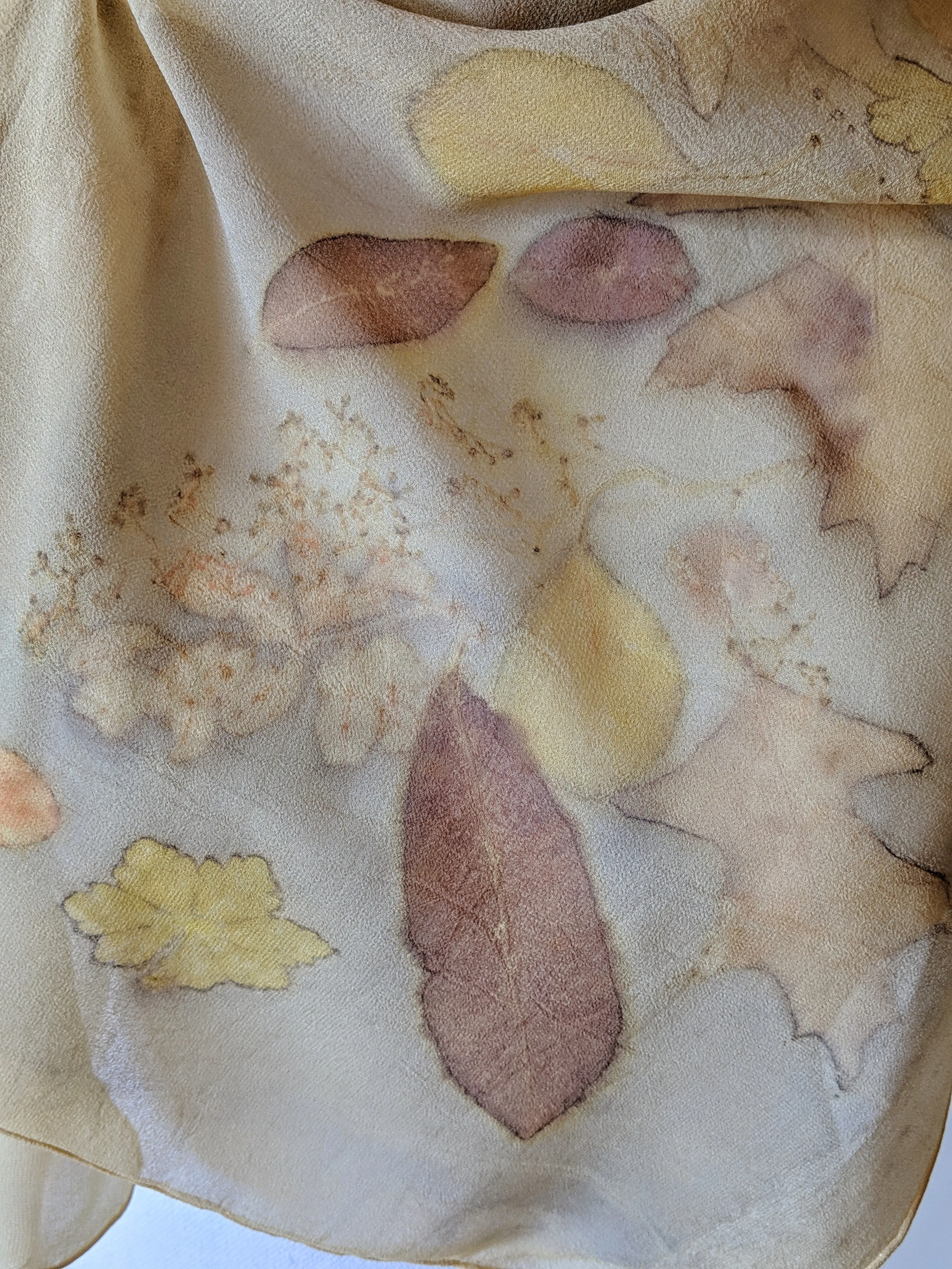 Silk Chiffon Naturally Dyed & Eco-Printed Scarf