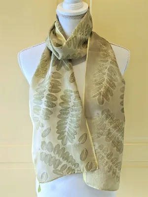 Silk Habotai Eco-Printed and Naturally Dyed Scarf