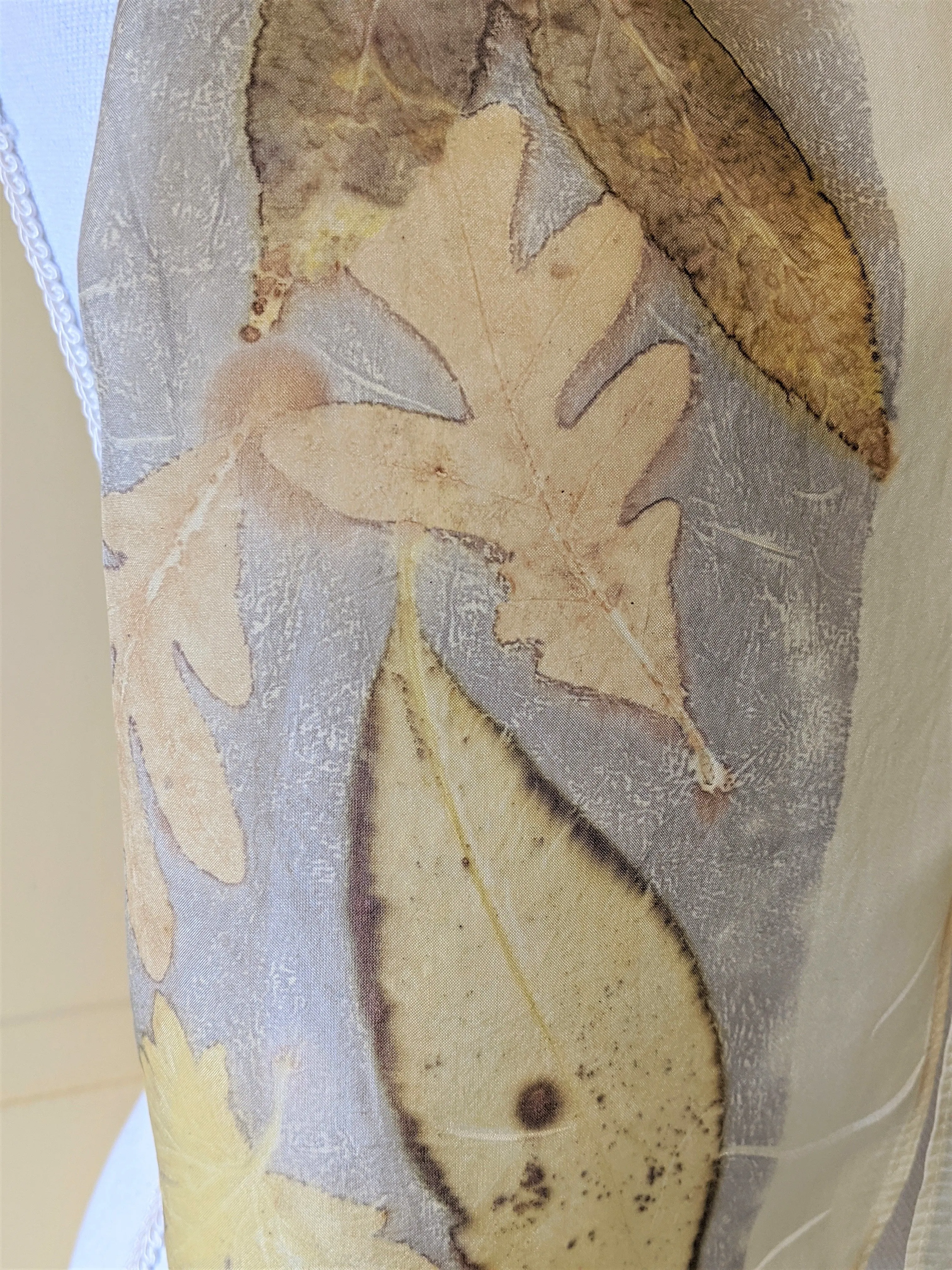 Silk Habotai Scarf Naturally Dye and Eco-Printed