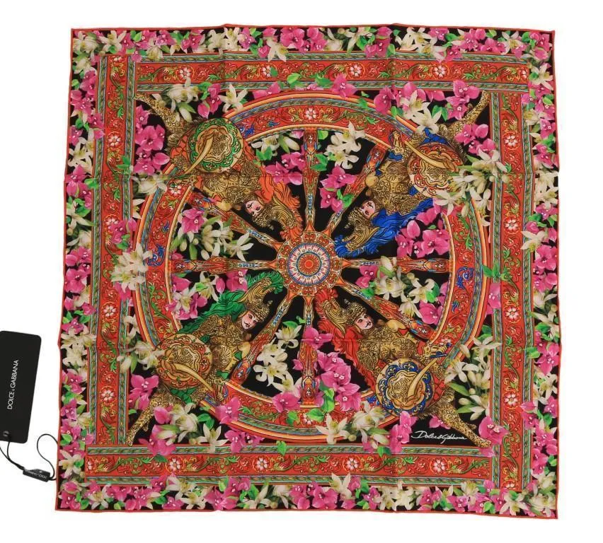 Silk Multicolor Knight Floral Scarf