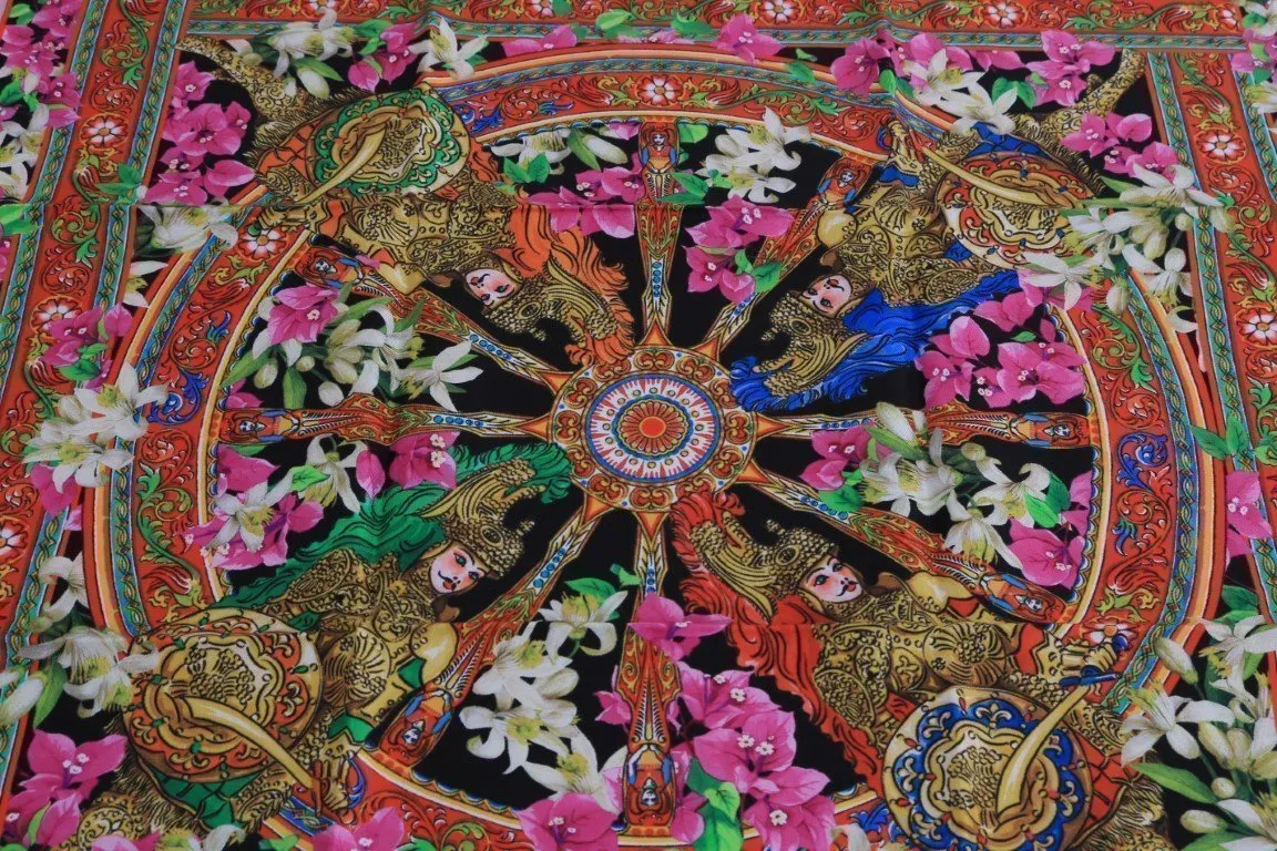 Silk Multicolor Knight Floral Scarf