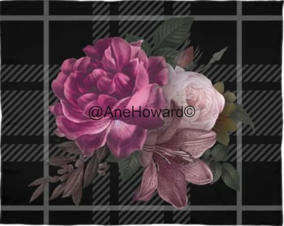 Silk Scarf Wrap Or Shawl Tartan Floral
