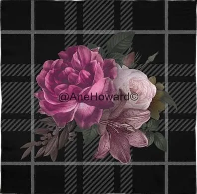 Silk Scarf Wrap Or Shawl Tartan Floral