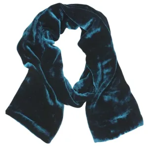 Silk Velvet Scarf in Teal