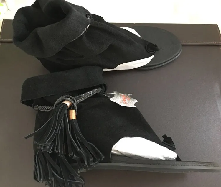 Slip On Tassel Fringe Suede Leather Boots Sandal