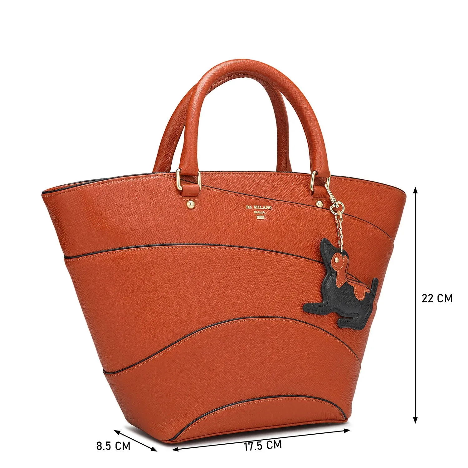 Small Franzy Leather Satchel - Rust Orange